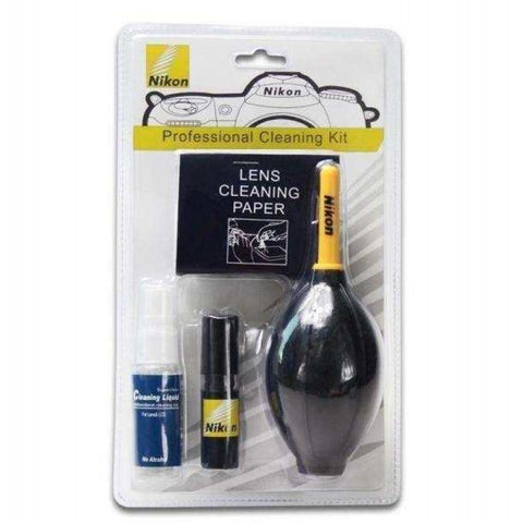 Nikon Professional Cleaning Kit in its original blister packaging, containing lens cleaning paper, cleaning solution, and a bulb.